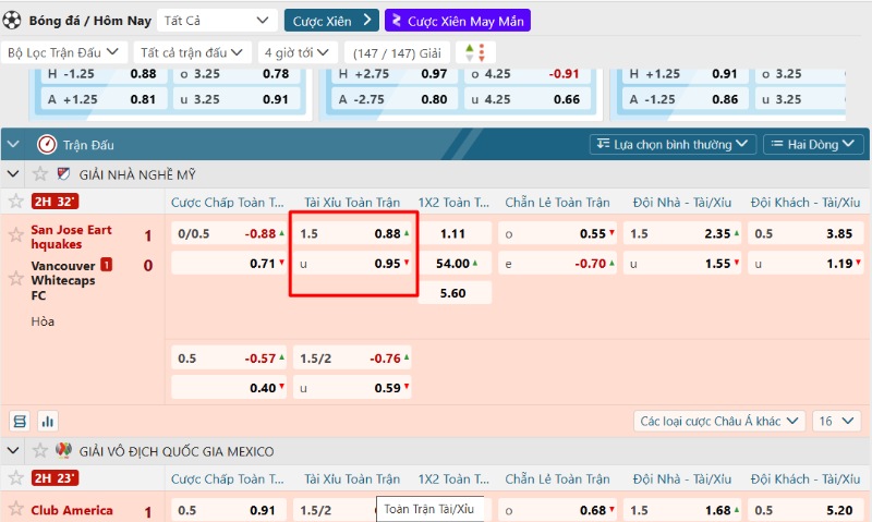 Ví dụ cụ thể trong trận San Jose Earthquakes và Vancouver Whitecaps FC
